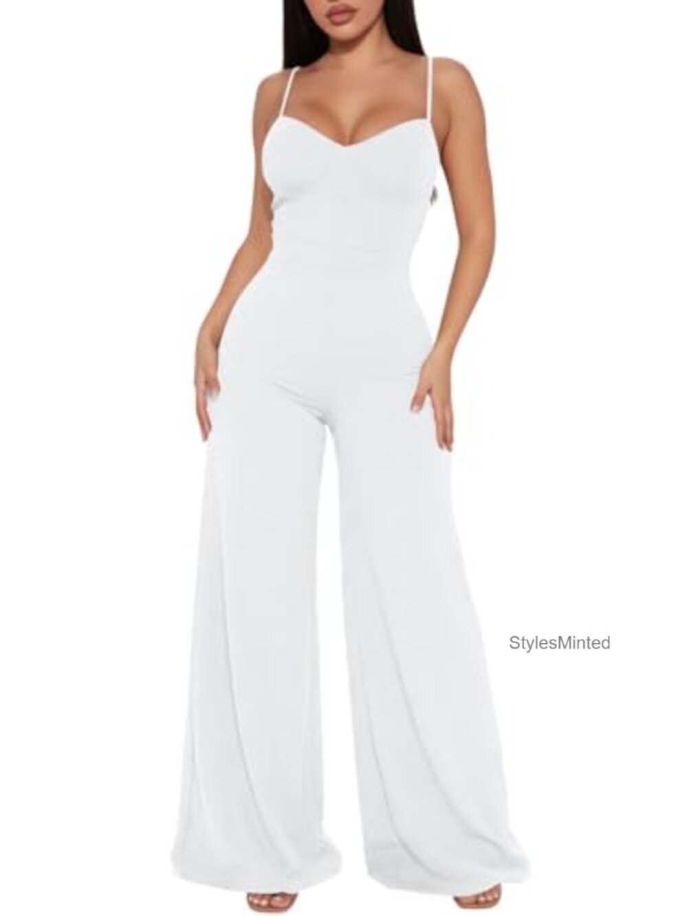 Women's Corset Jumpsuit Wide Leg Spaghetti Strap Sleeveless One Piece